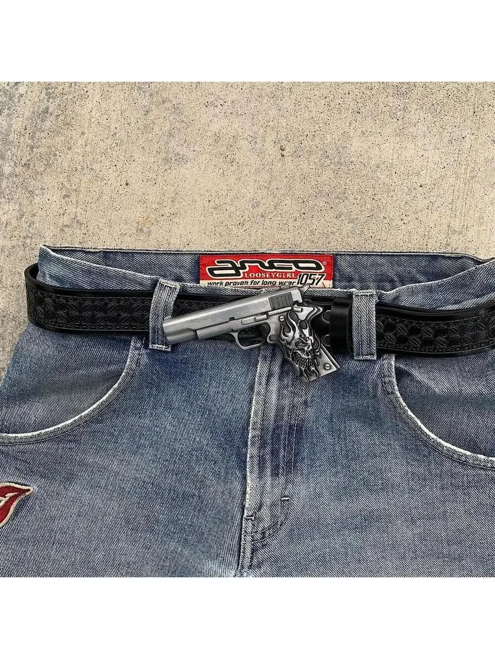 Grunge Punk Gun Skeleton Y2K 2000s style belt. 47 inches length